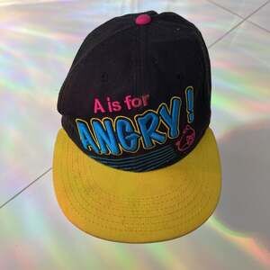 A Is For Angry! Cartoon Network Snapback Hat Black Yellow Embroidered